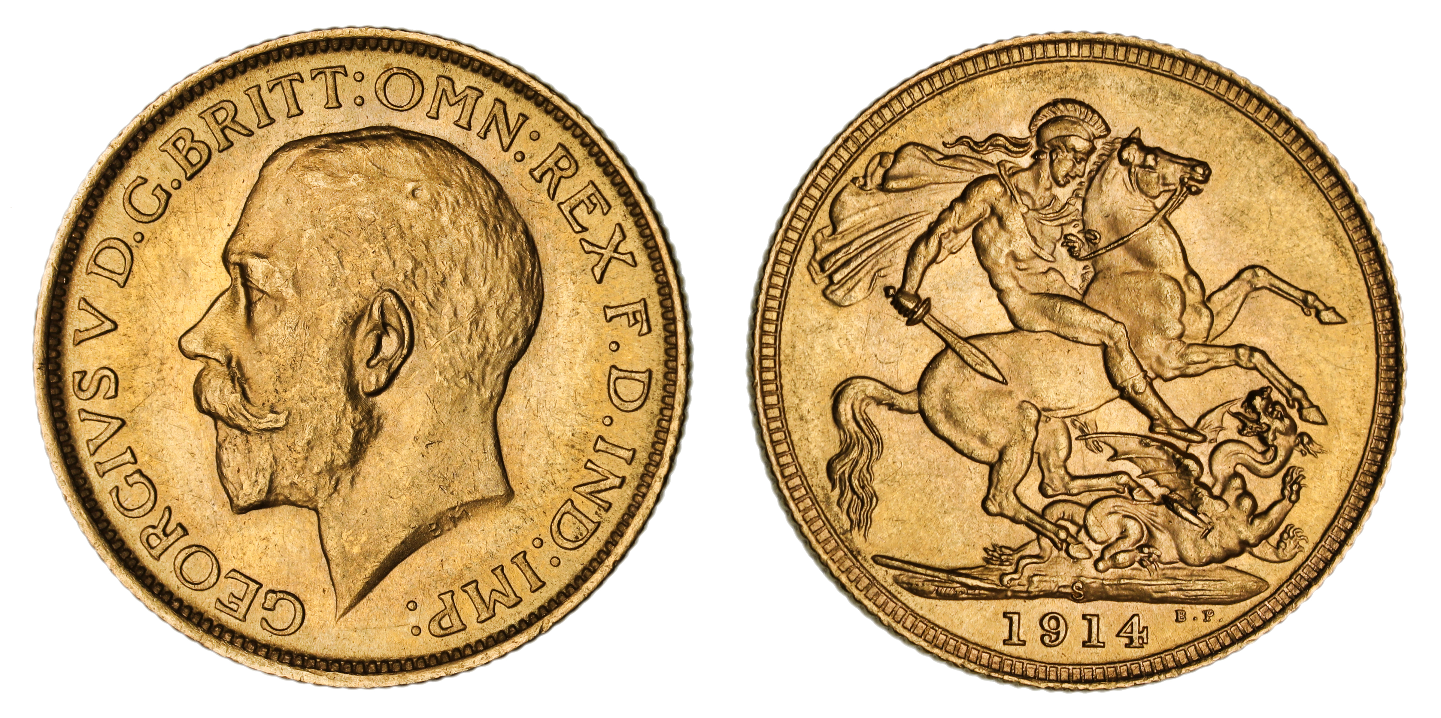 George V, St. George Reverse - Sydney Mint, Sovereign, 1914, UNC
