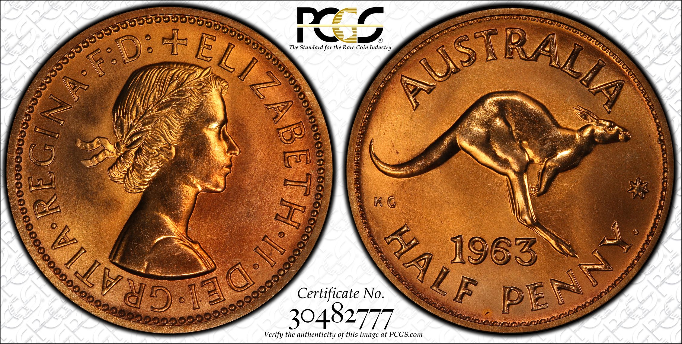 Elizabeth II, Halfpenny, 1963 Y. (p), PCGS PR66RD