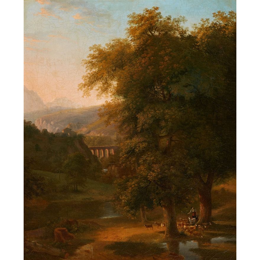 Johann Nepomuk Schödlberger, in the manner of, Landscape with the Ponte Clementino near Civita Castellana