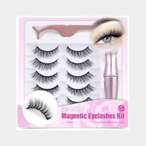 Grade A Fiber 5D Magnetic Eyelashes with Applicator 2 Eyeliner 5 Pairs --51748/8758