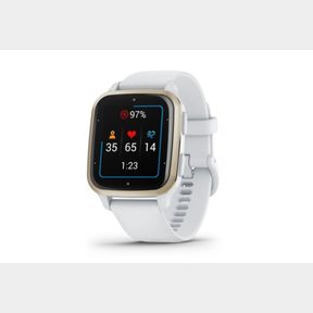 GARMIN VENU SQ 2 - CREAM GOLD BEZEL WITH WHITE CASE AND SILICONE BAND