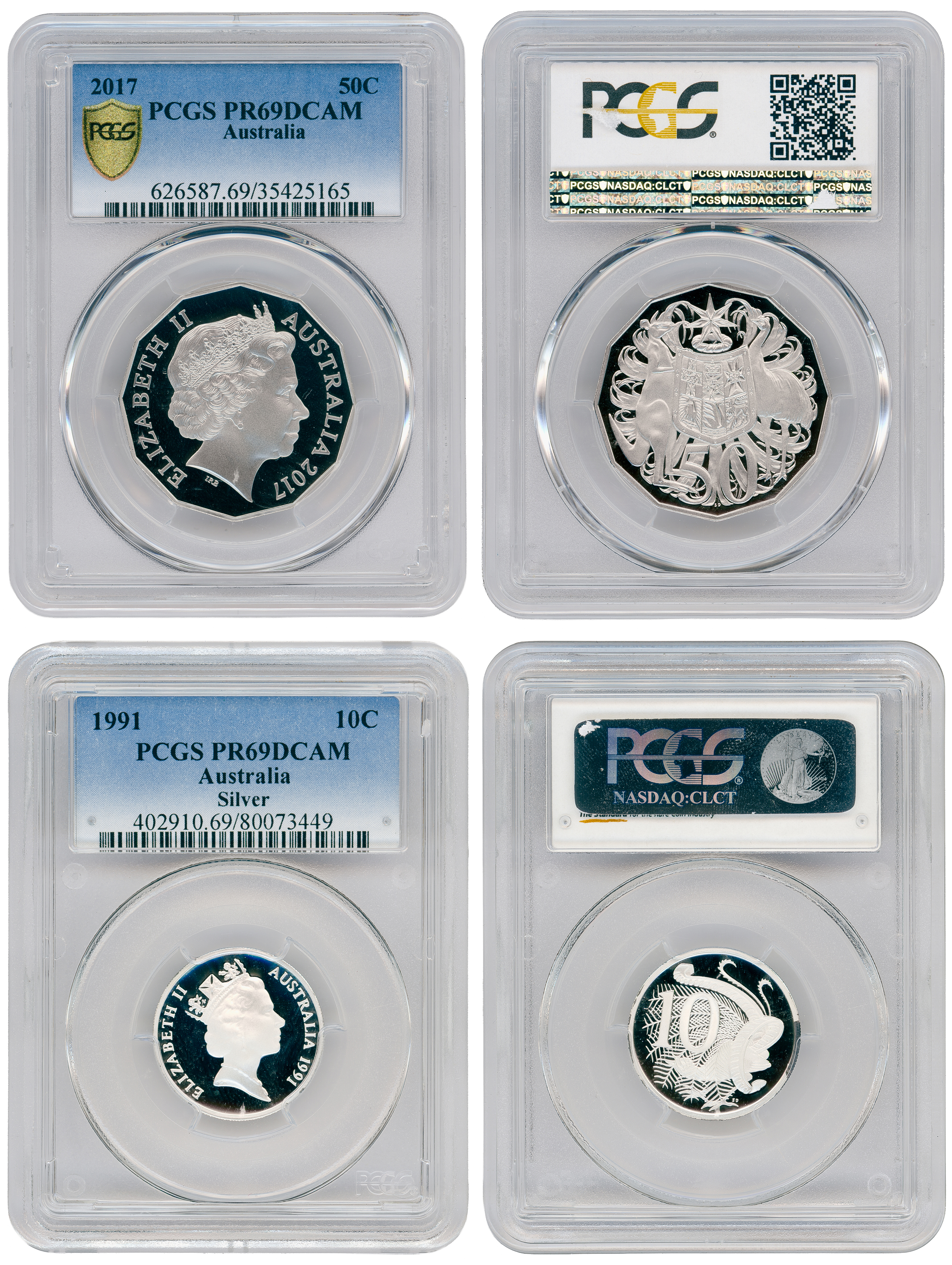 Elizabeth II, Ten Cents, 1991, PCGS PR69DCAM