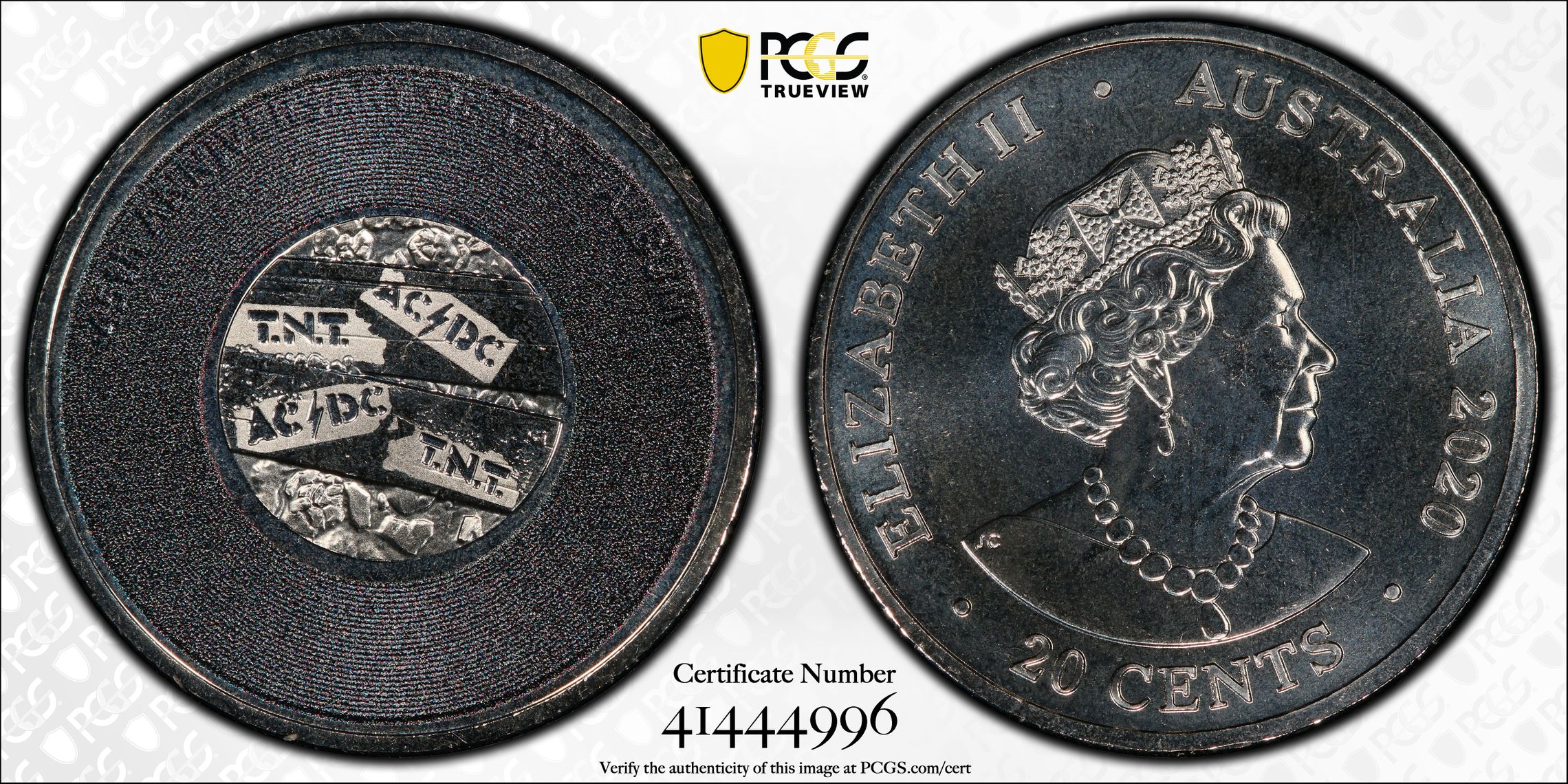 AC/DC- T.N.T 45th Anniversary , Twenty Cent, 2020, PCGS MS68