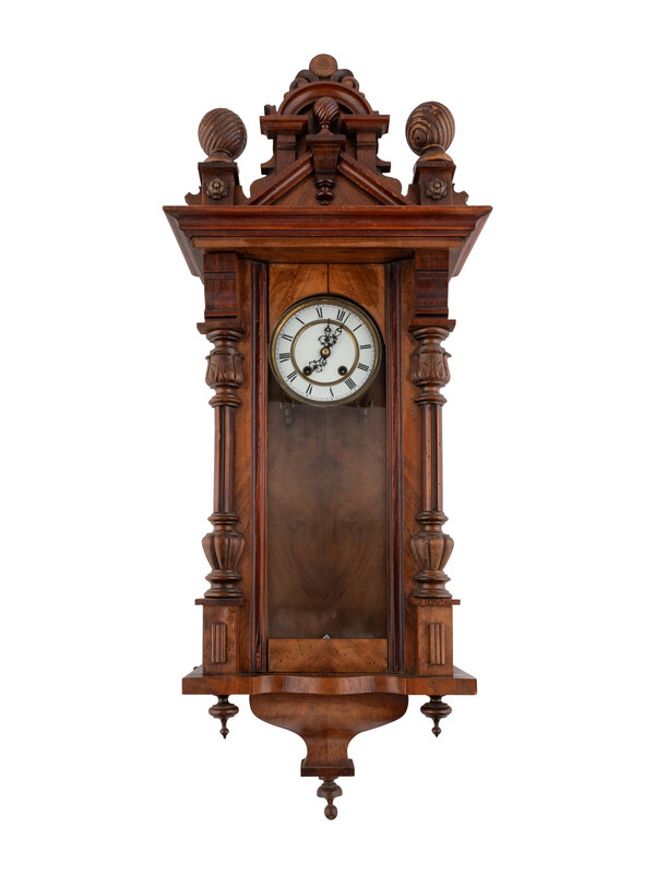 A Continental Walnut Regulator Clock