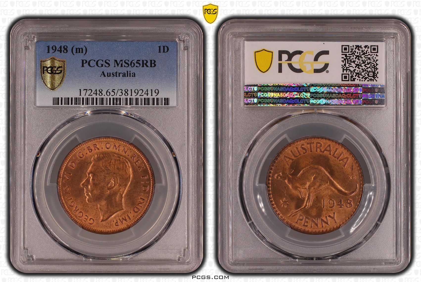 George VI, Penny, 1948, PCGS MS65RB
