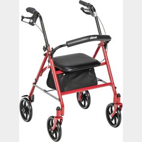 DRIVE MEDICAL 10257RD-1 FOUR WHEEL ROLLATOR WITH FOLD UP REMOVABLE BACK SUPPORT, RED
