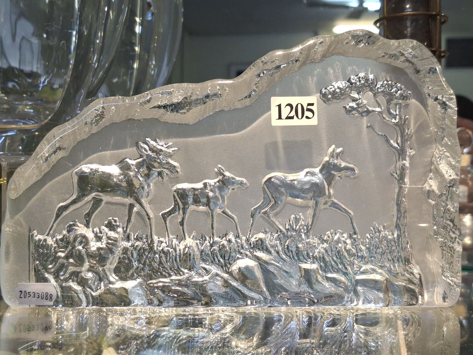 Scandinavian Moose Slab Art Glass