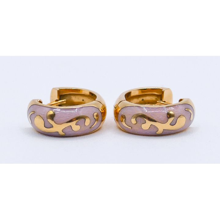 Faberge 18k Victor Mayer Pink Huggies Earrings 17mm - 9.4 Grams