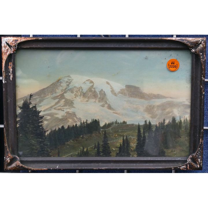 Antique Mt. Rainier Tinted Photo Framed 9''x12''