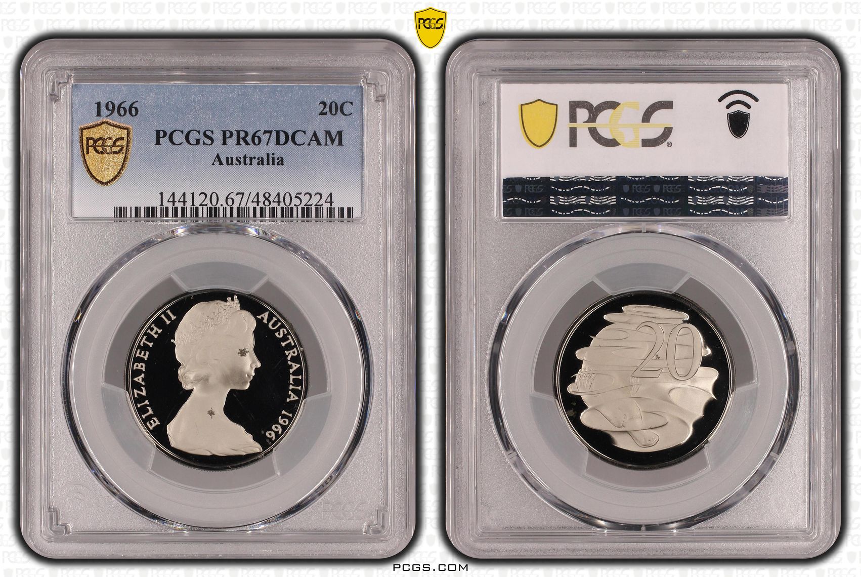 Elizabeth II, Twenty Cent, 1966, PCGS PR67DCAM
