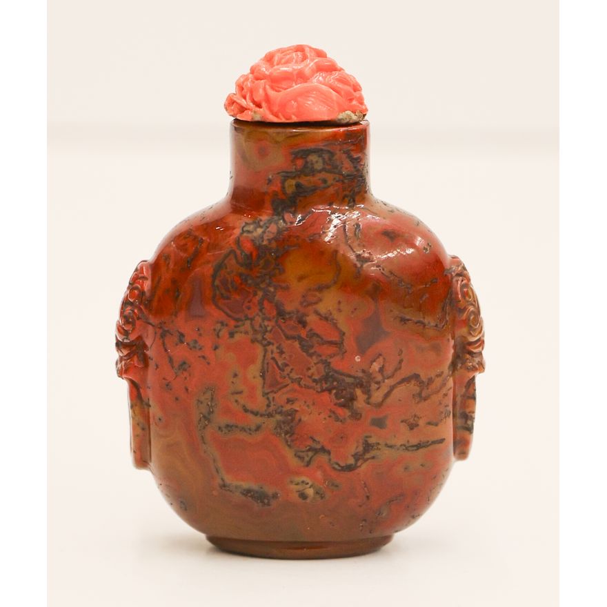 Chinese Red Agate Carved Snuff Bottle