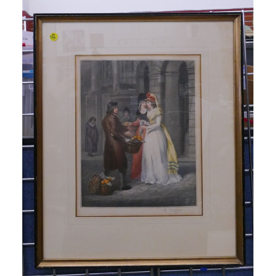 J. Petitjean French Mezzotint Etching Framed- 23x19''