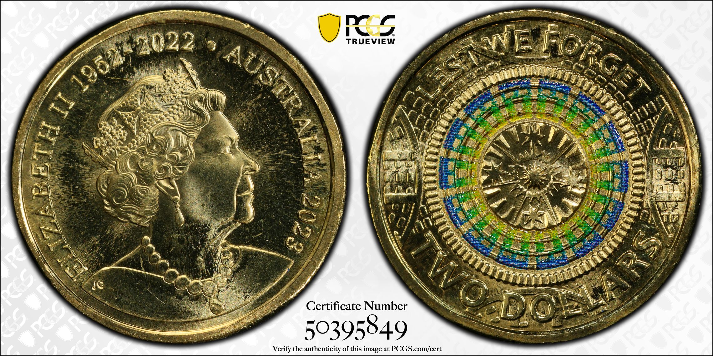 35th Ann $2 Coin Set Colourised Lest We Forget-Memorial Dome, Two Dollar, 2023, PCGS MS66