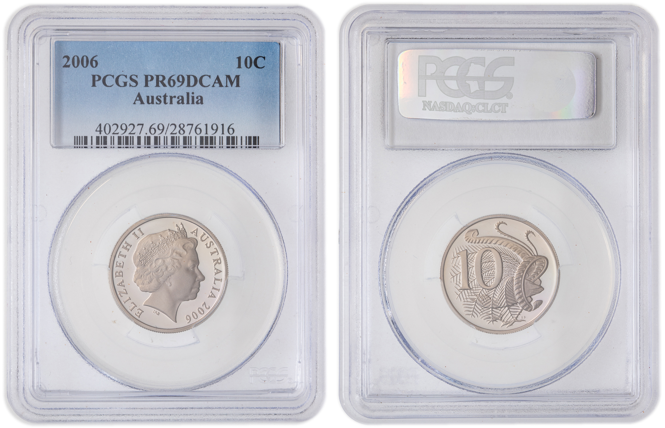Elizabeth II, Ten Cent, 2006, PCGS PR69DCAM