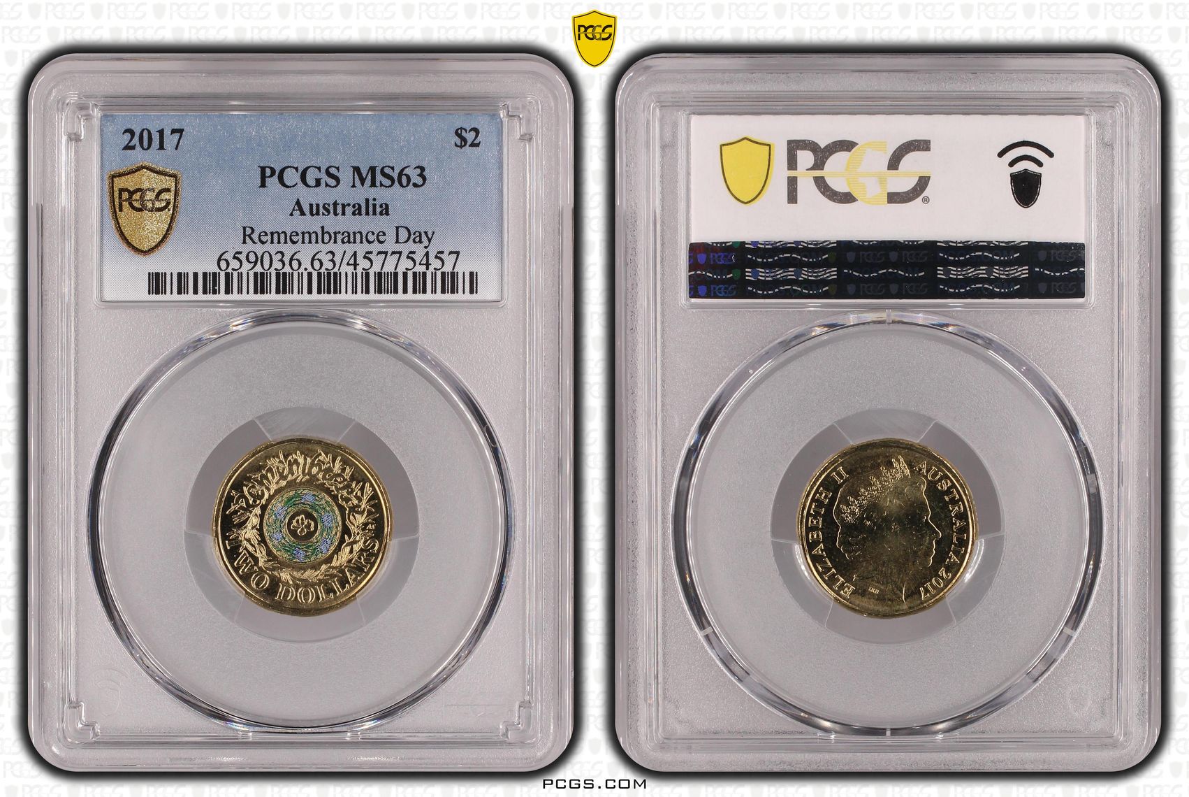 Remembrance Day, Two Dollar, 2017, PCGS MS63