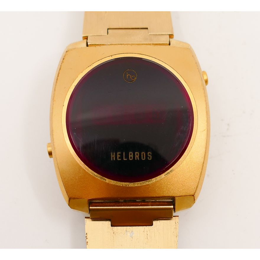 Vintage Helbros Gold Tone Digital Watch. H105590.