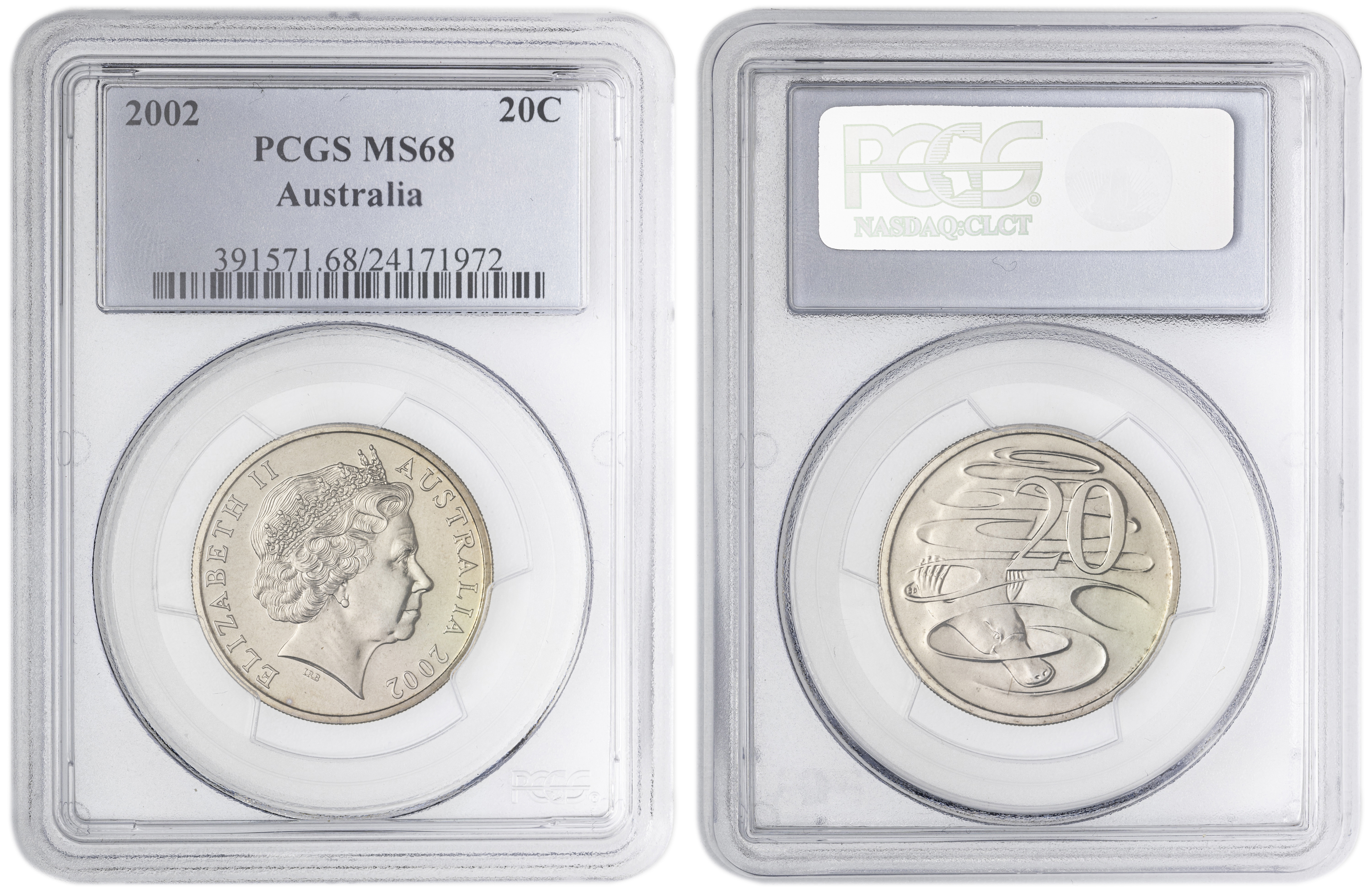 , Twenty Cent, 2002, PCGS MS68