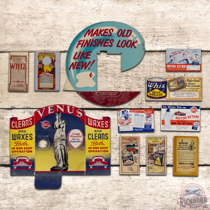 Lot of 11 Whiz Advertising Display items & Ephemera Venus Wax Shell Wax