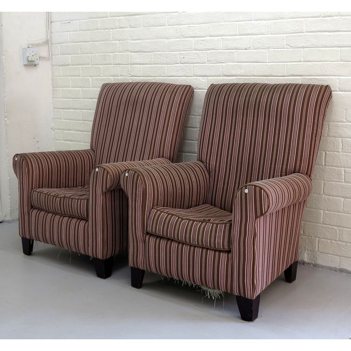 PAIR OF UPHOLSTERED ARMCHAIRS