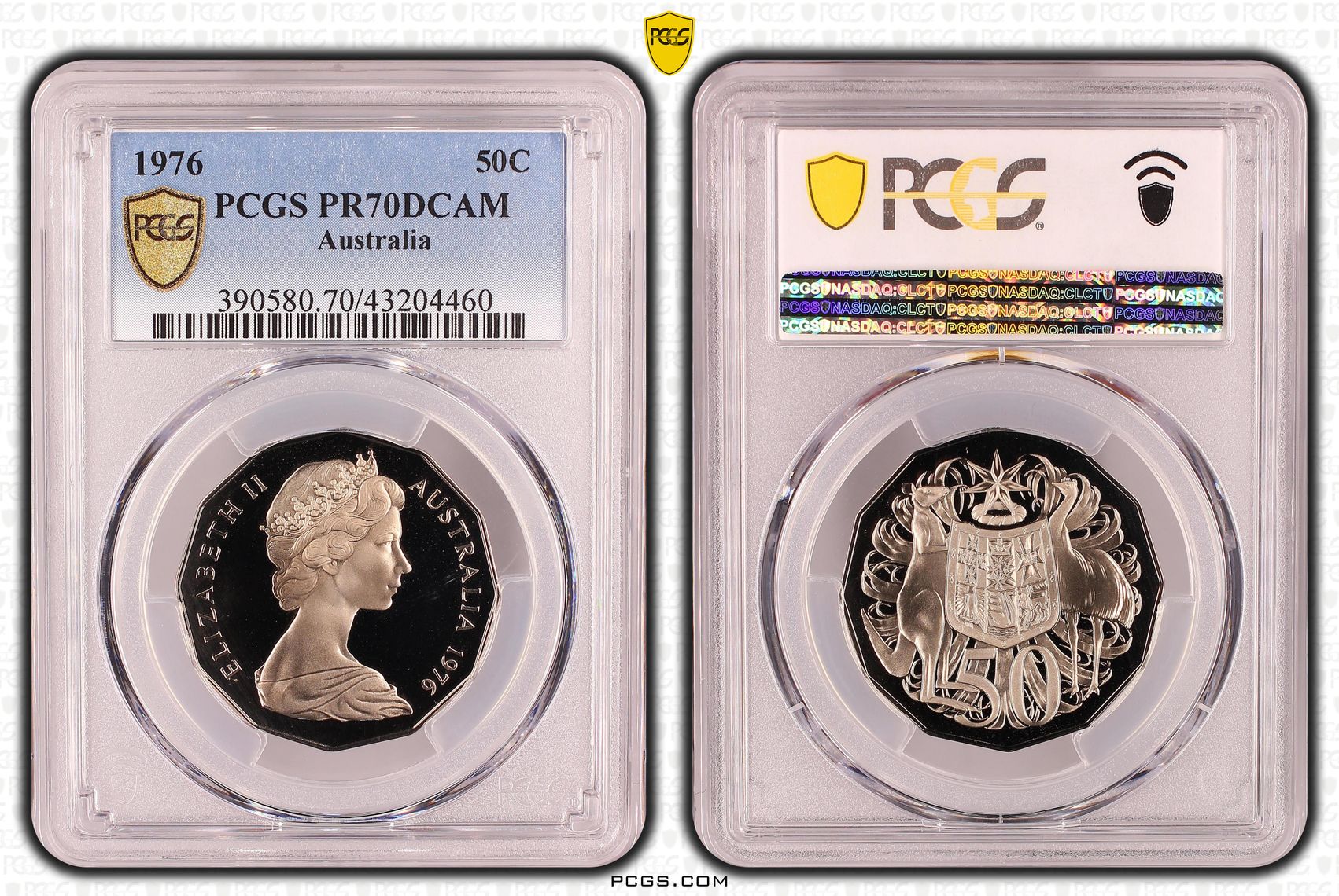 1976 Australia Fifty Cent, 50c PCGS - PR70DCAM POP 7/0 -460