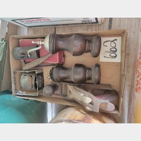 Wood plane, antique razors, razor sharpener and other