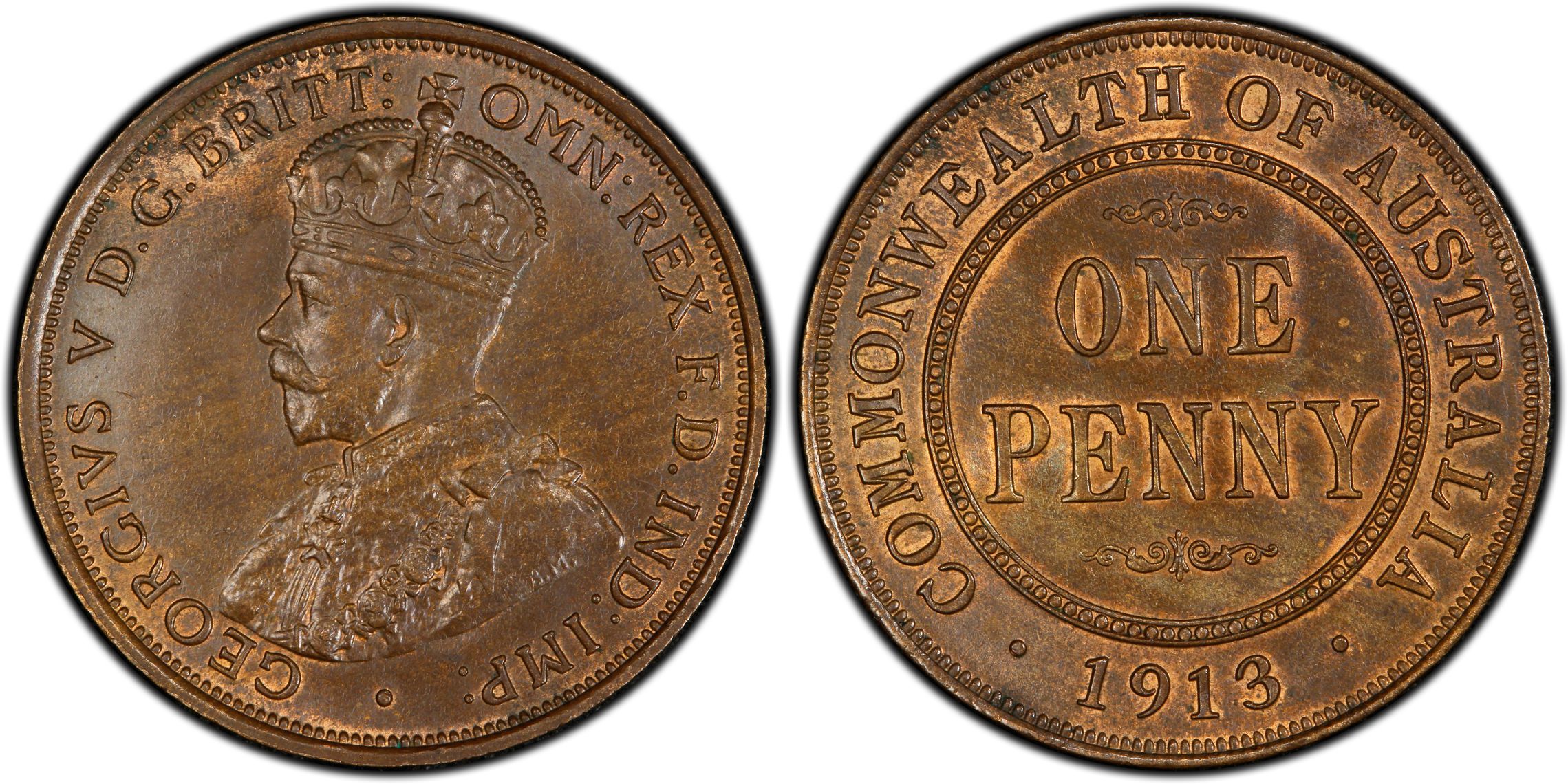 George V, Penny, 1913, PCGS MS64BN