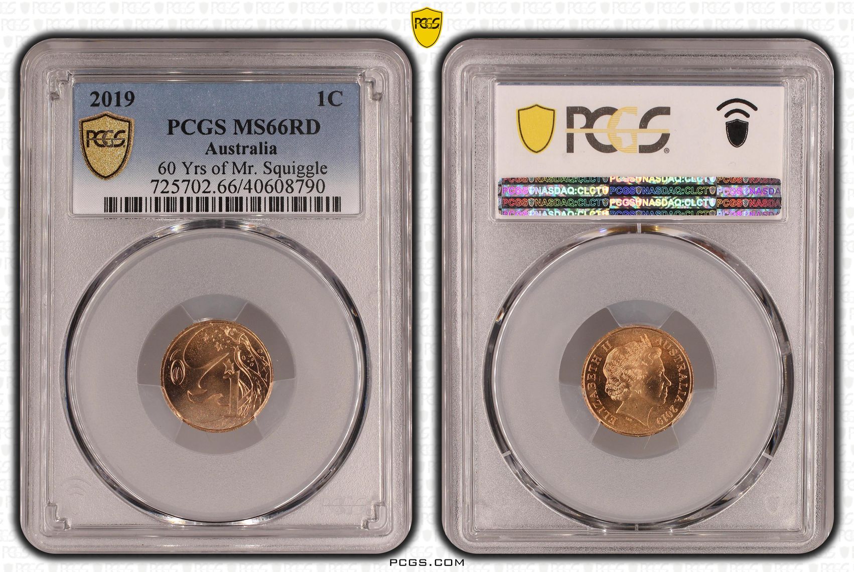 60 Yrs of Mr. Squiggle, One Cent, 2019, PCGS MS66RD