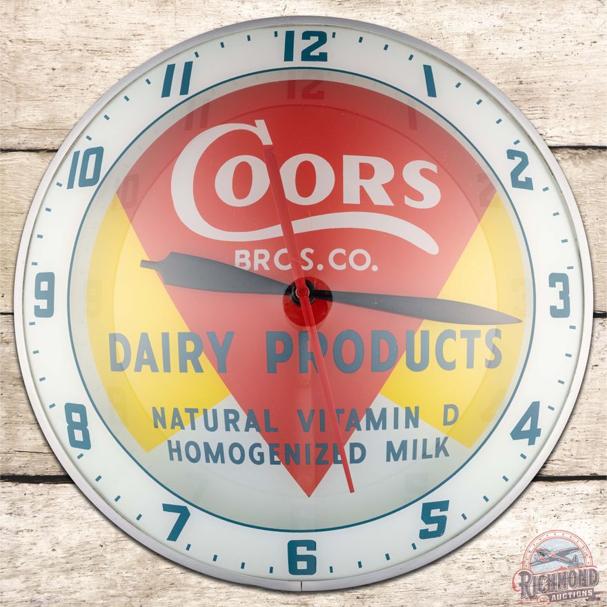 Coors Bros. Co. Dairy Products 15" Double Bubble Advertising Clock