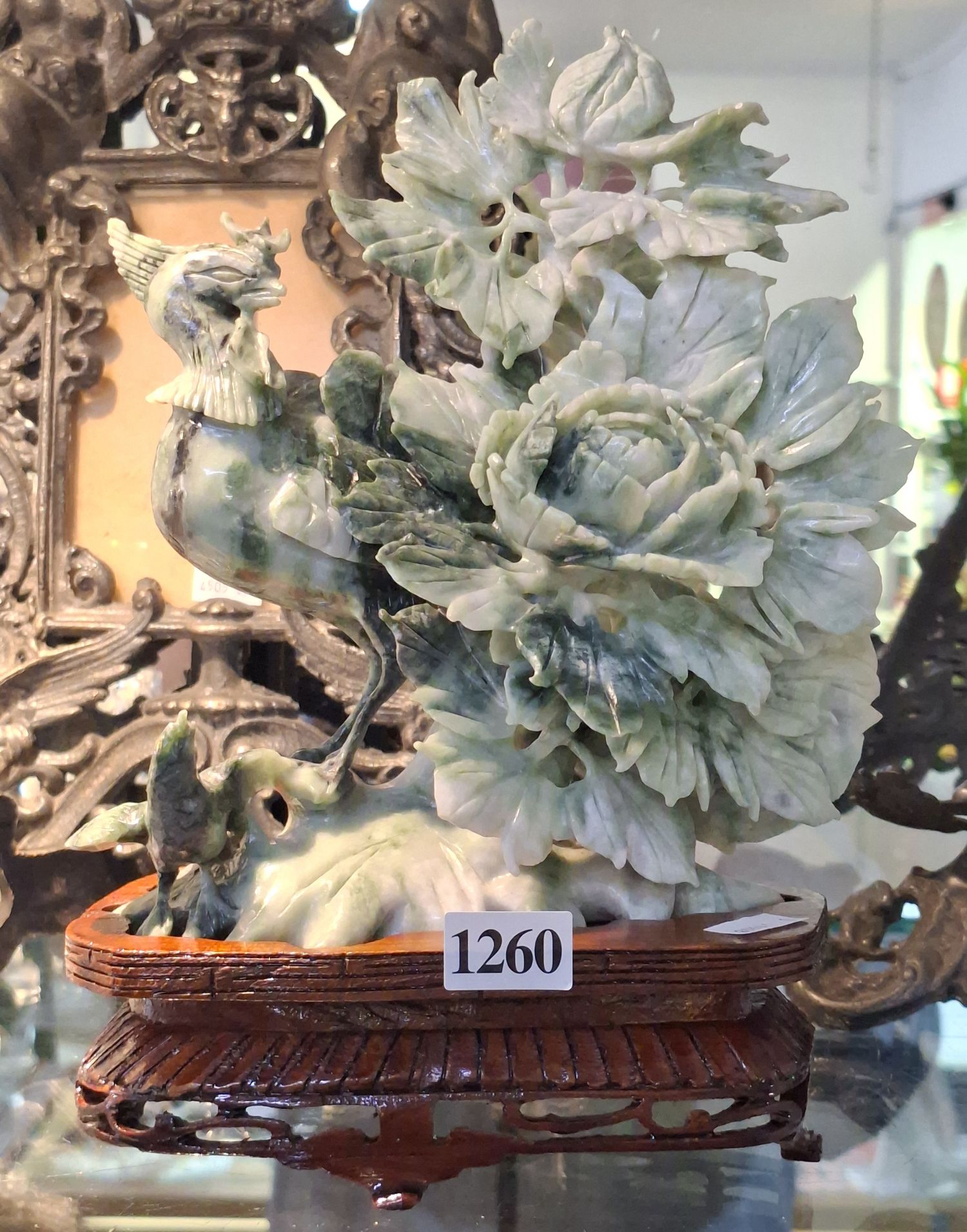 Green Stone Peacock Figurine