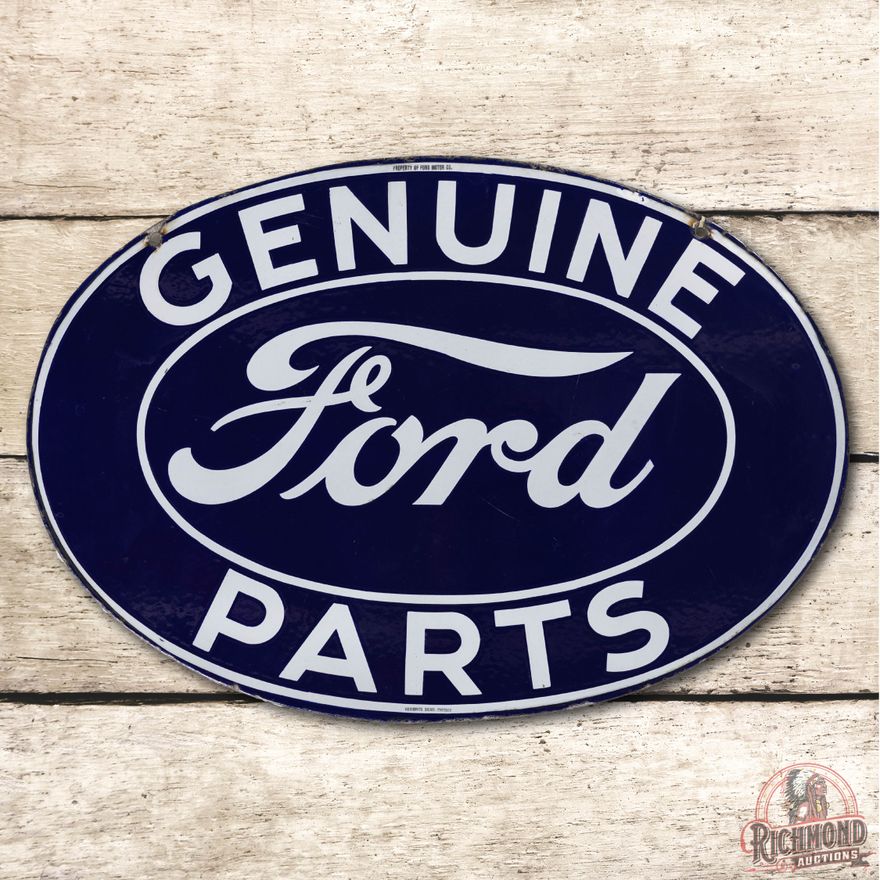 Genuine Ford Parts Double Sided Oval Porcelain Sign TAC 9 & 8.5