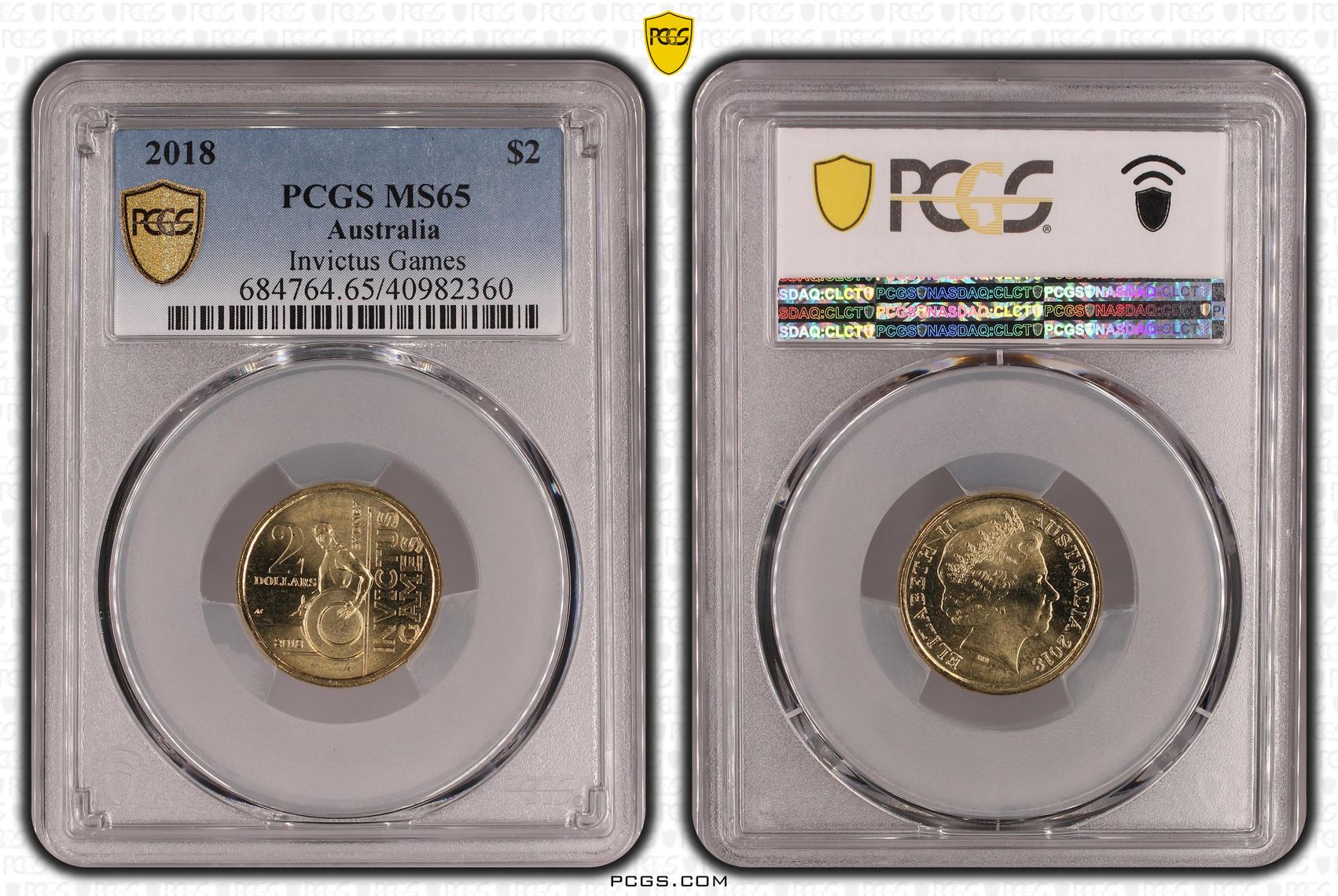 489 · Invictus Games, Two Dollar, 2018, PCGS MS65