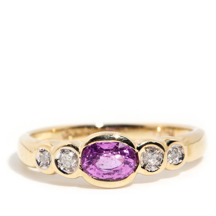Pink Sapphire & Diamond 9 Carat Gold Ring