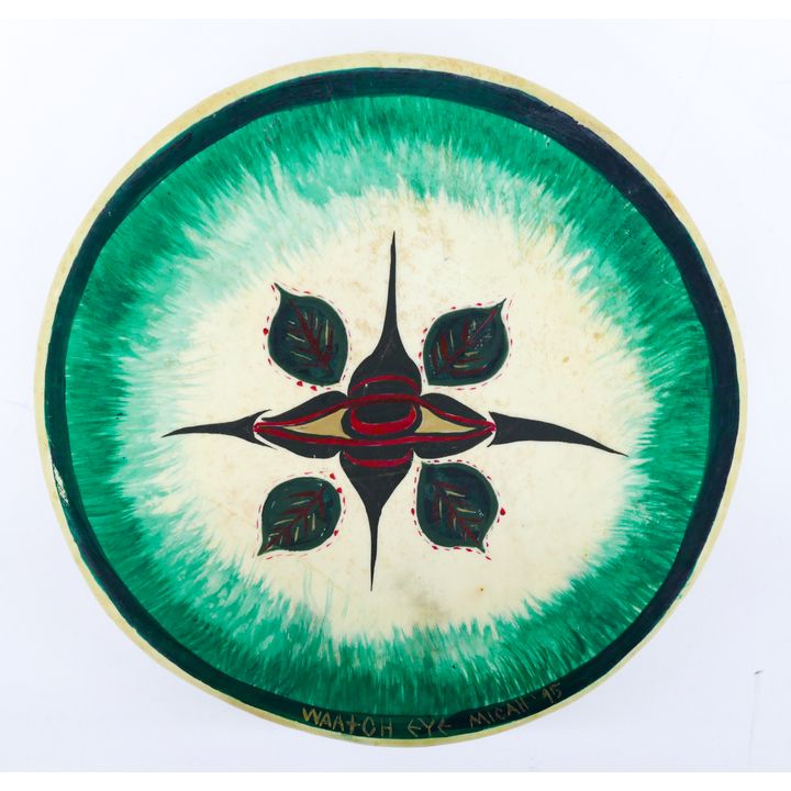 Micah Vogel ''Waatoh Eye'' 1995 Painted Drum 10'