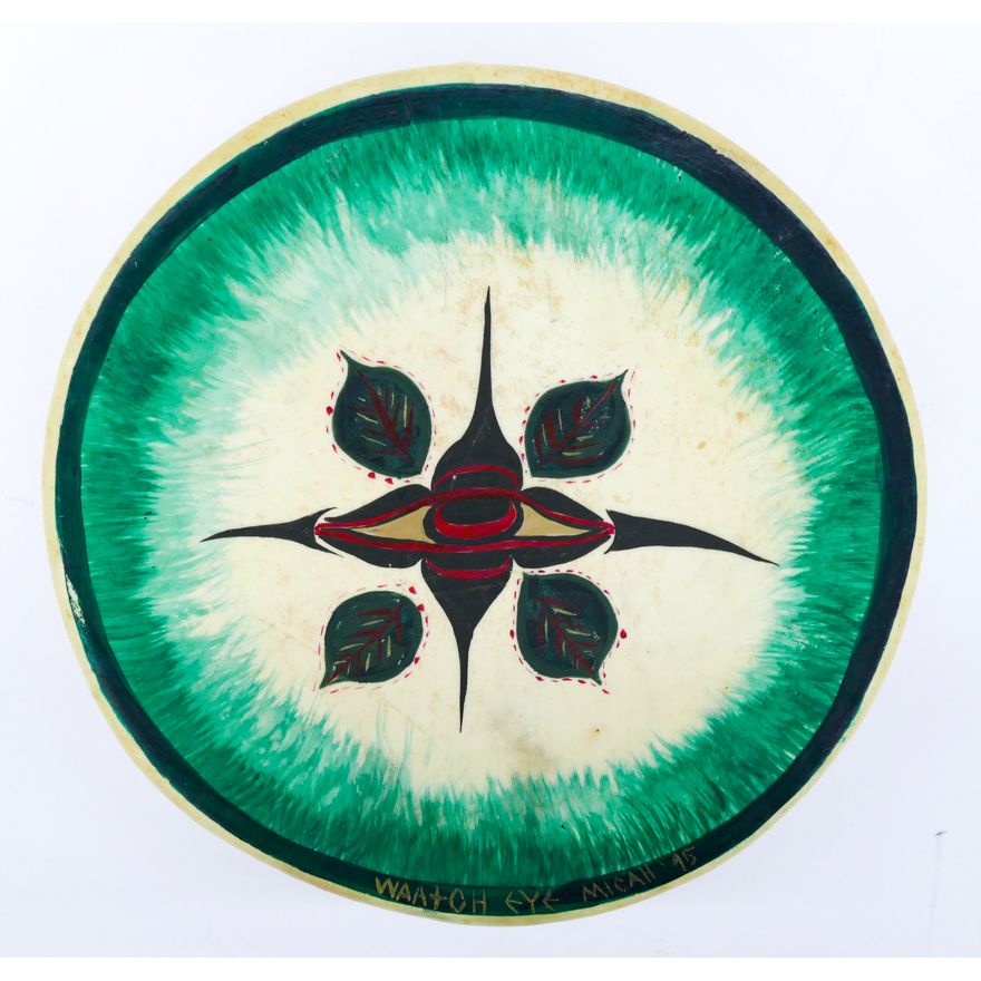 Micah Vogel ''Waatoh Eye'' 1995 Painted Drum 10'