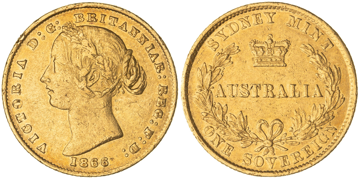 Victoria, Sydney Mint Reverse - Type II, Sovereign, 1866, gF