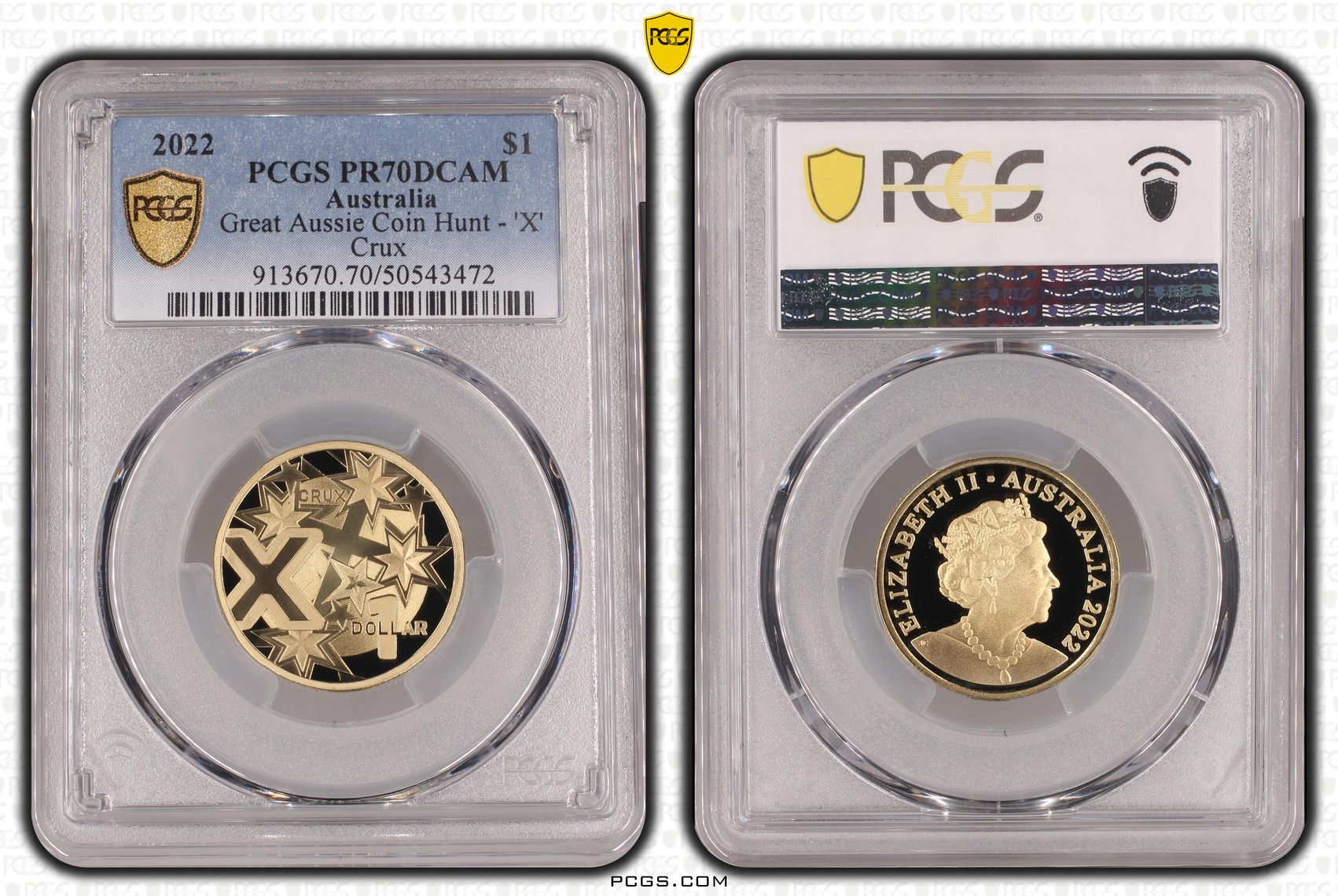 Great Aussie Coin Hunt - 'X', POP 12/0, One Dollar, 2022, PCGS PR70DCAM