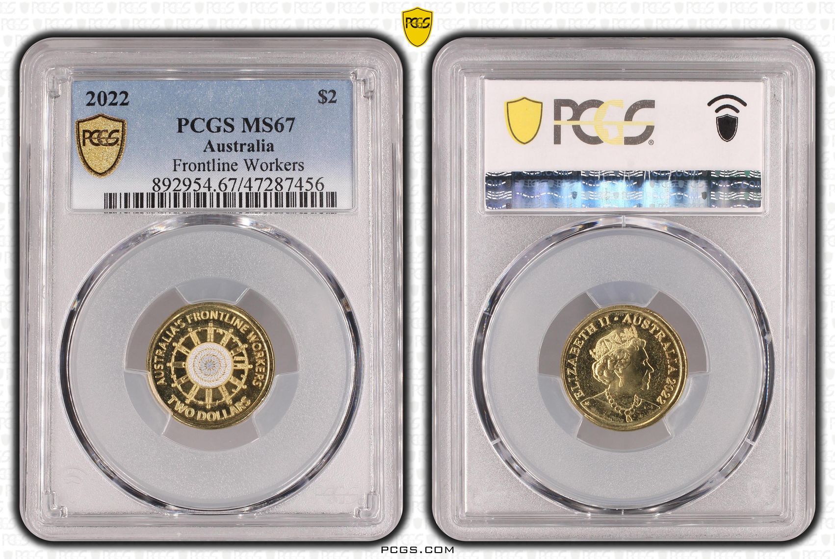 Elizabeth II, Frontline Workers, Two Dollar, 2022, PCGS MS67
