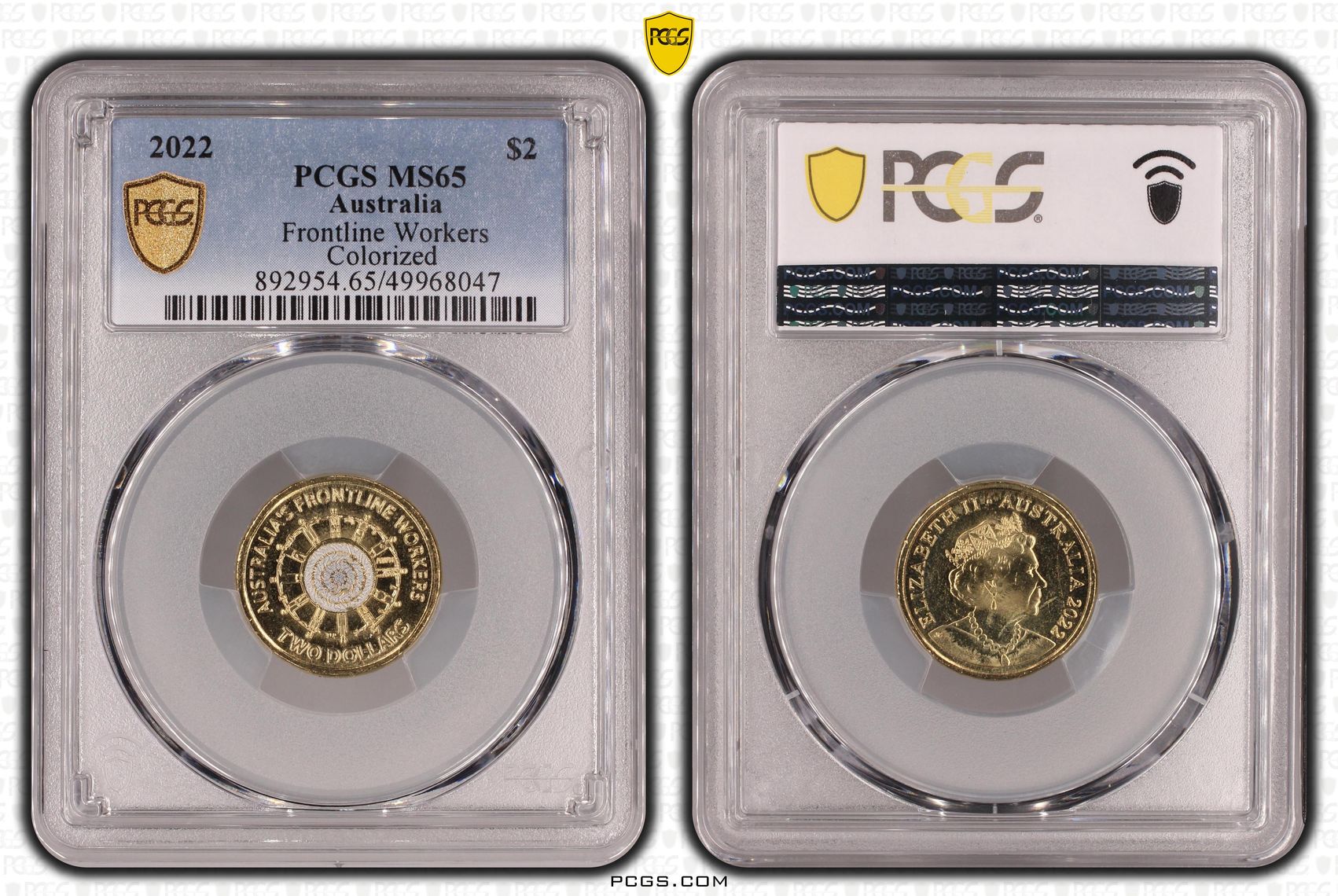 Frontline Workers Colorized , Two Dollar, 2022, PCGS MS65
