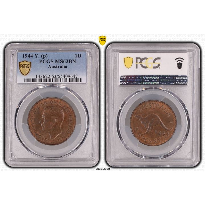 One Penny, 1944, PCGS MS63BN