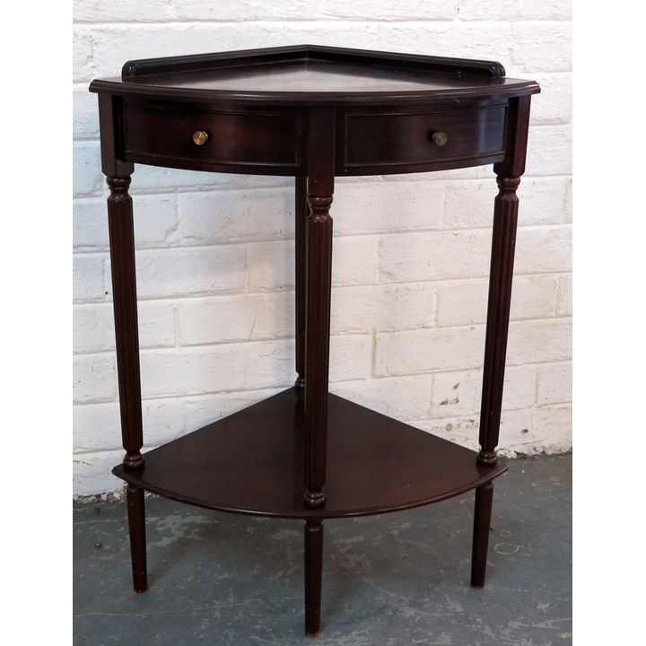 SMALL MAHOGANY CORNER TABLE,
