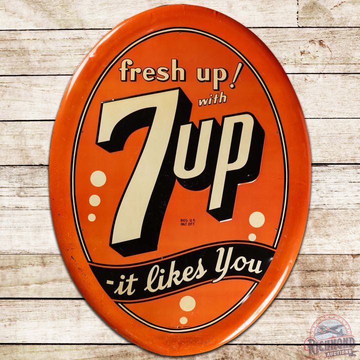 Scarce Fresh up! With 7up "It Likes You" SS Tin Sign
