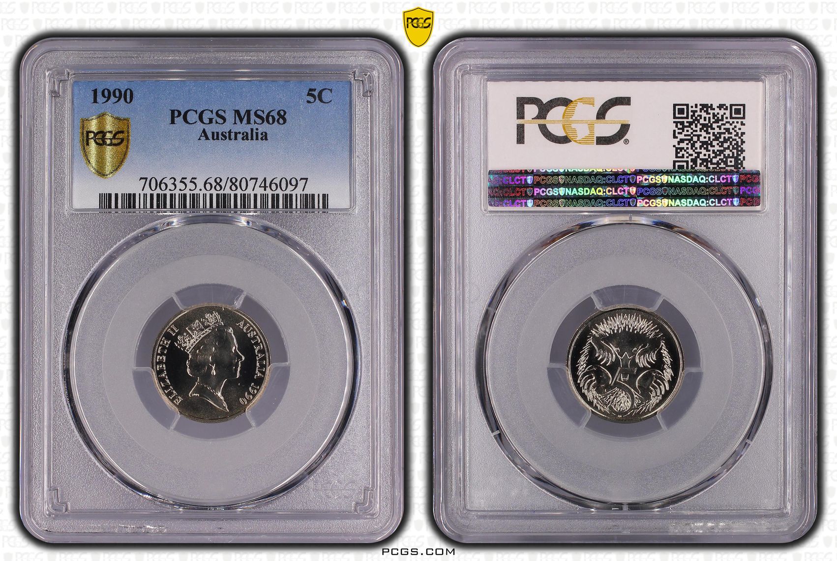 Five Cent, 1990, PCGS MS68