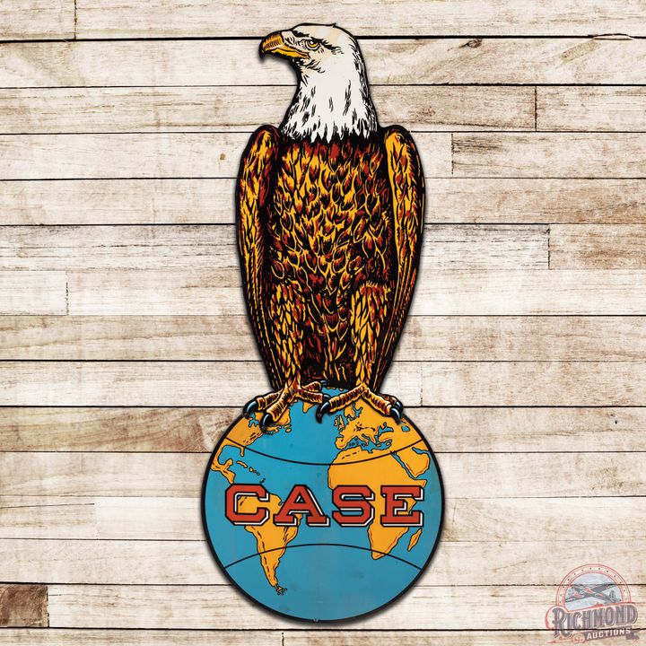 Case Old Abe w/ Earth 2-piece Die Cut Single Sided Porcelain Sign