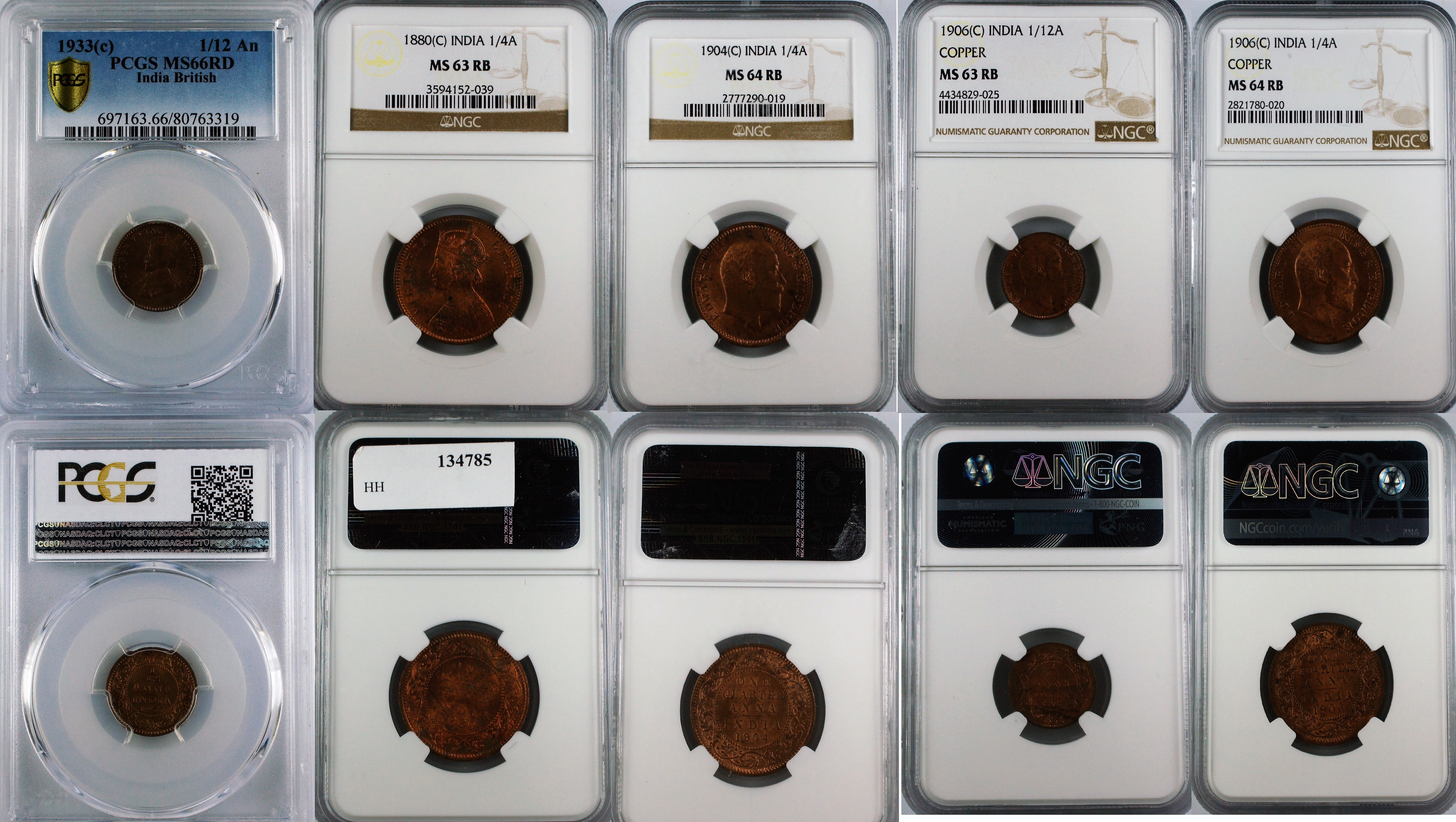 India British Group Lot of 5 Coppers