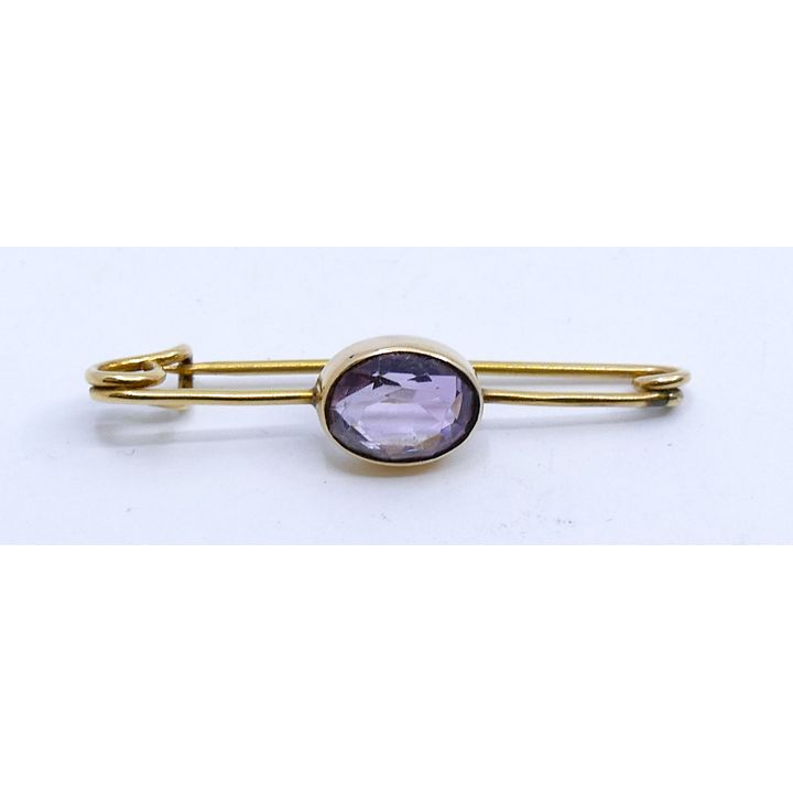 Edwardian 14k Amethyst Bar Pin 1.5'' - 1.8 Grams TW