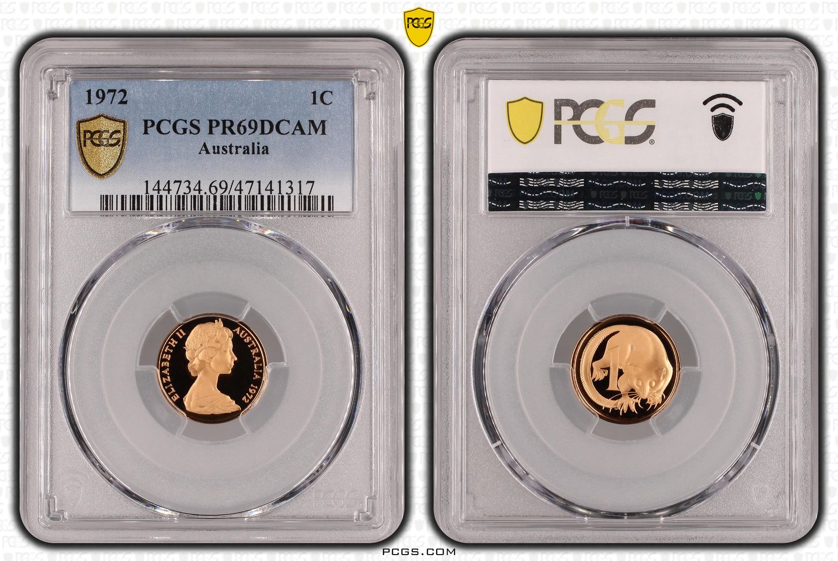 Elizabeth II, One Cent, 1972, PCGS PR69DCAM