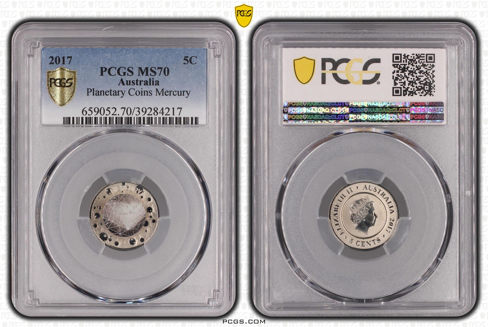283 · Planetary Coins Mercury Colorized, Five Cent, 2017, PCGS MS70