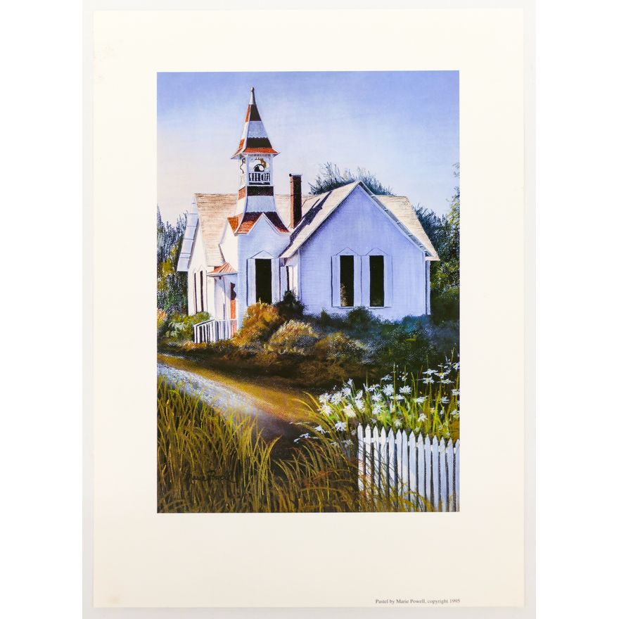 Marie Powell ''Church'' Signed 1995 Art Print Sheet 19''x13.5''