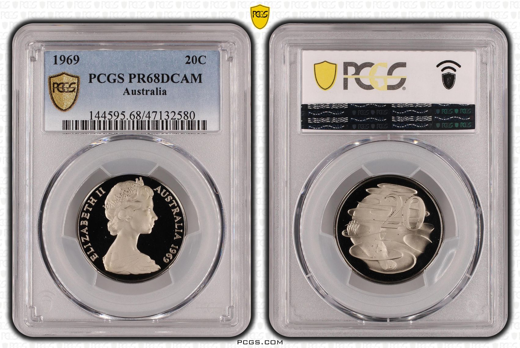 Elizabeth II, Twenty Cent, 1969, PCGS PR68DCAM