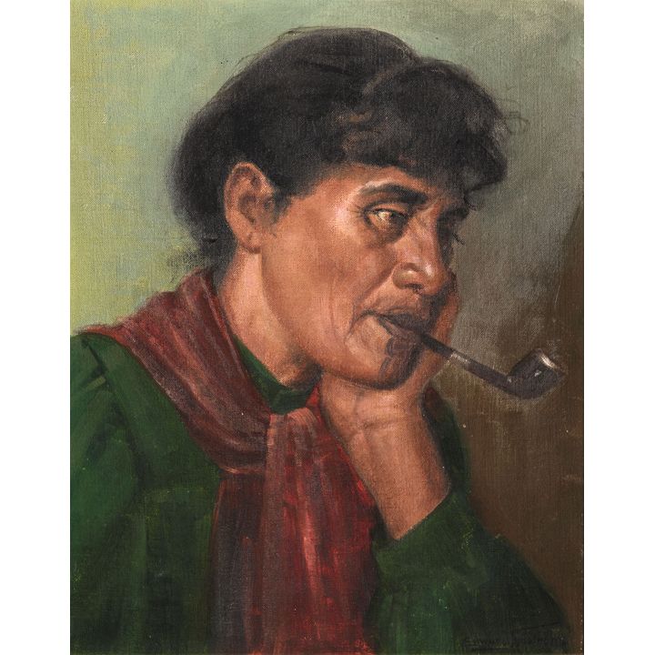 Edward Fristrom 'Contemplation (Portrait of a Māori Chieftainess)'